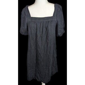 Old Navy Black Mini Peasant Dress With Puff Sleeves